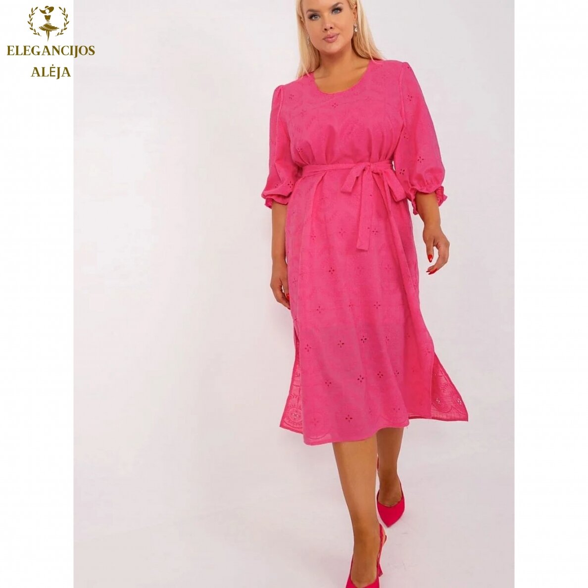 Abito taglie comode, rosa, modello 182287