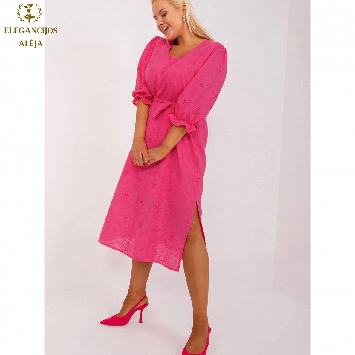 Abito taglie comode, rosa, modello 182287 1 Abito taglie comode, rosa, modello 182287 1