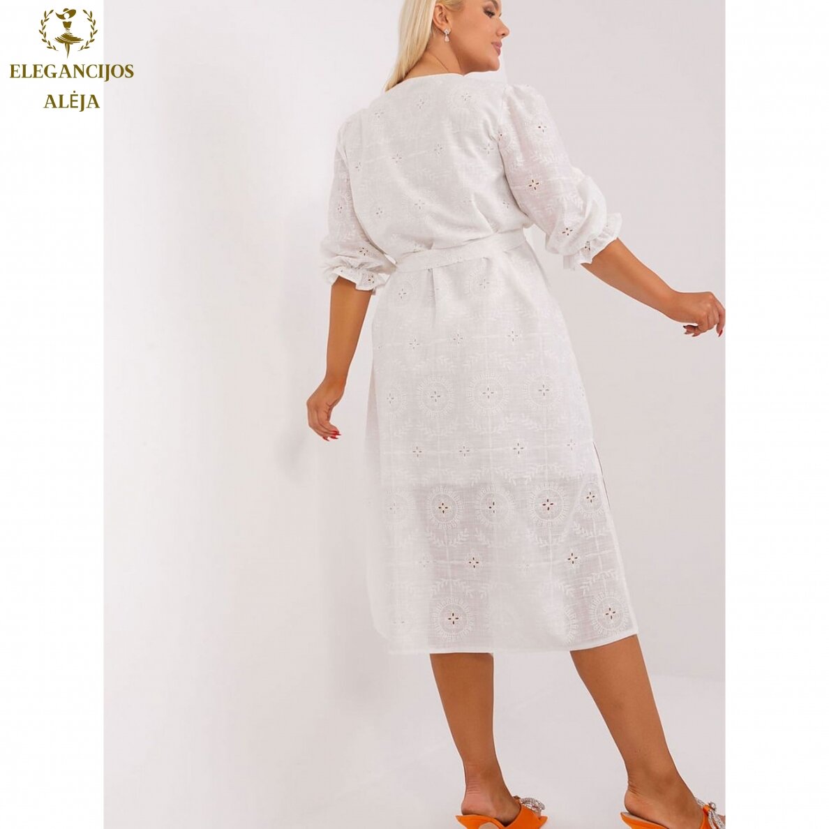 Plus size dress, beige, model 182288 2 Plus size dress, beige, model 182288 2
