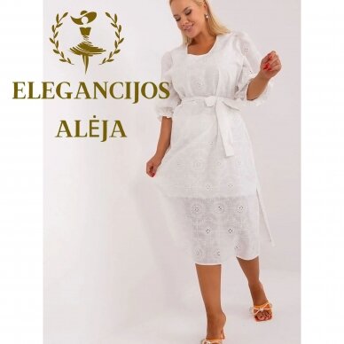 Plus size dress, beige, model 182288 1 Plus size dress, beige, model 182288 1